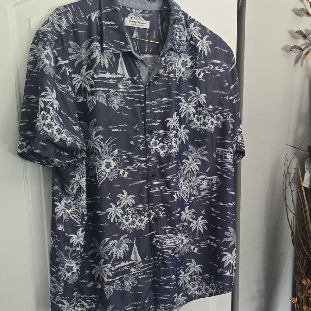 Navy Blue Hawaiian Shirt
